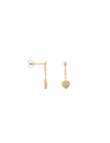 Single Frosted Heart Chain Stud Earring 14K basket pas cher