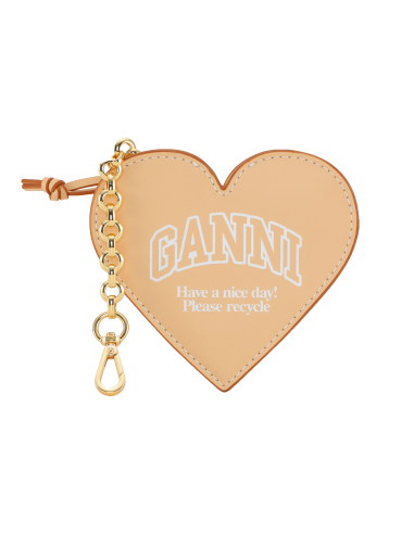 GANNI Cream Funny Heart Zipped Coin Purse Les magasins à Paris