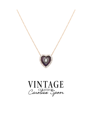 Vintage Enamel And Diamond Mystical Secret Heart Necklace Profitez des Offres !