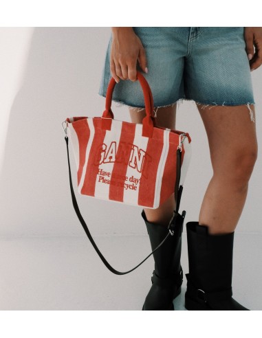 GANNI Red Stripes Small Easy Shopper acheter en ligne