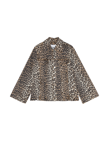 GANNI Leopard Denim Jacket en stock