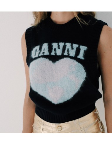 GANNI Heart Wool Mix Vest pas chere