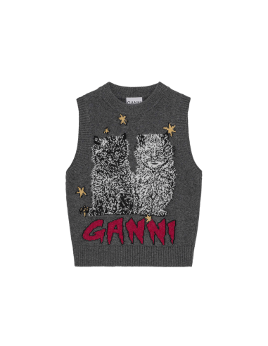 GANNI Graphic Cats Vest basket pas cher