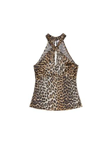 GANNI Leopard Satin Top Toutes les collections ici