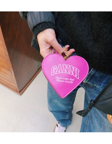 GANNI Pink Funny Heart Zipped Coin Purse meilleur choix