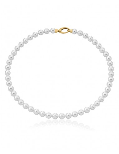 Sterling Silver Gold Plated Necklace for Women with Organic Pearl, 8mm Round White Pearl, 17.7" Length, Lyra Collection l'achat 